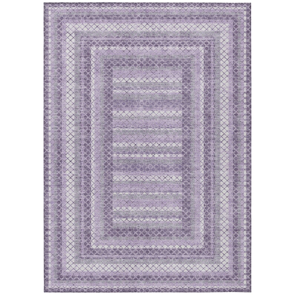 628975 5 x 8 ft. Lavender & Ivory Geometric Washable Transitional Indoor & Outdoor Rectangle Area Rug