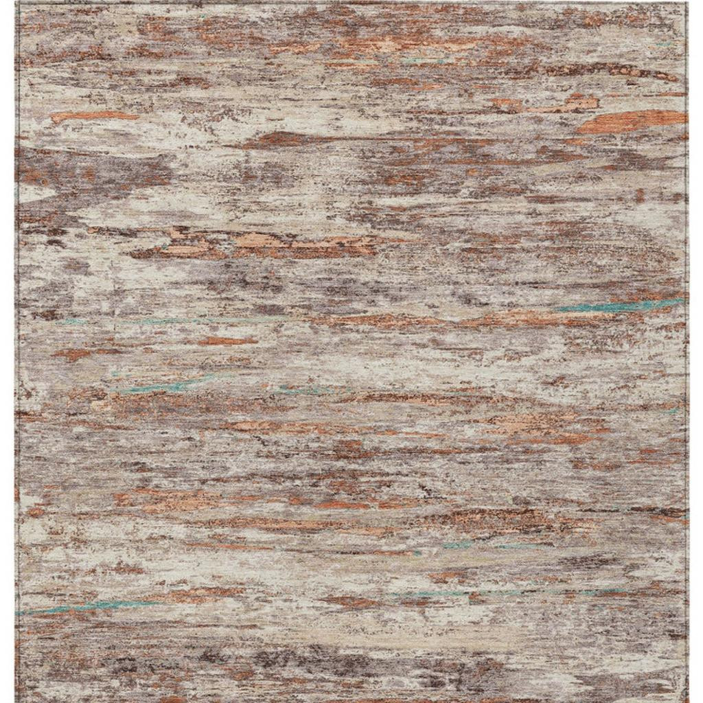 628228 9 x 12 ft. Terra Cotta & Beige Abstract Washable Transitional Indoor & Outdoor Rectangle Area Rug