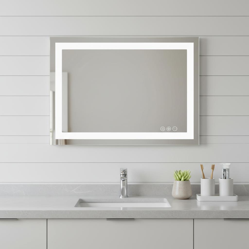 636261 24 x 32 x 1.20 in. Clear Lighted Frameless Bathroom Vanity Mirror