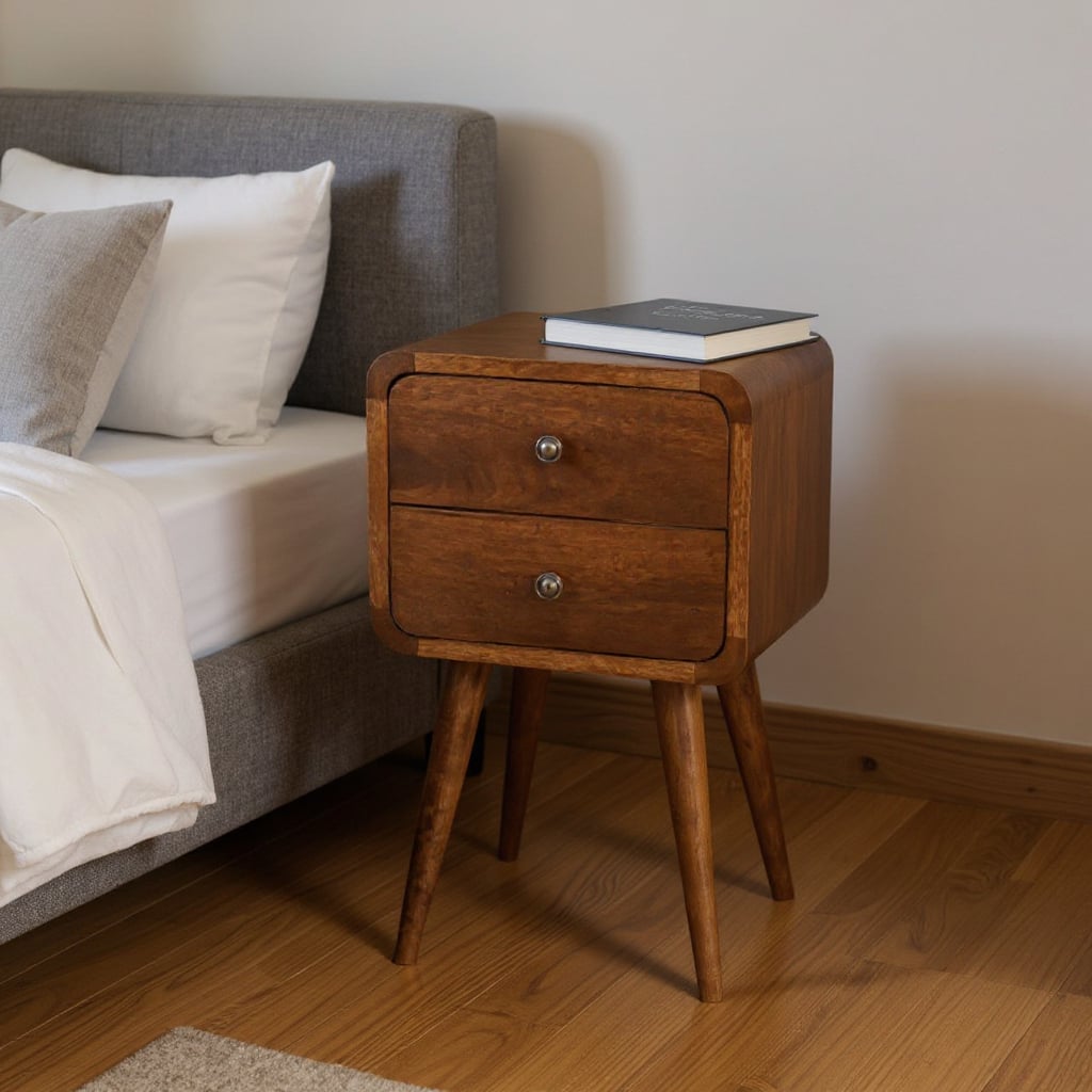 642276 21.70 x 11.80 x 11.80 in. Brown Solid Wood 2 Drawers Nightstand