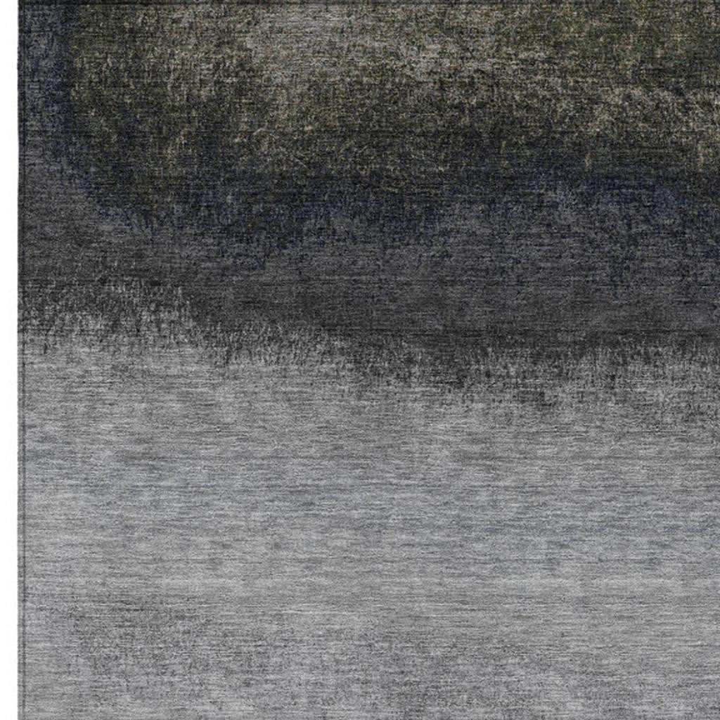 629051 10 x 14 ft. Silver & Black Ombre Washable Transitional Indoor & Outdoor Rectangle Area Rug