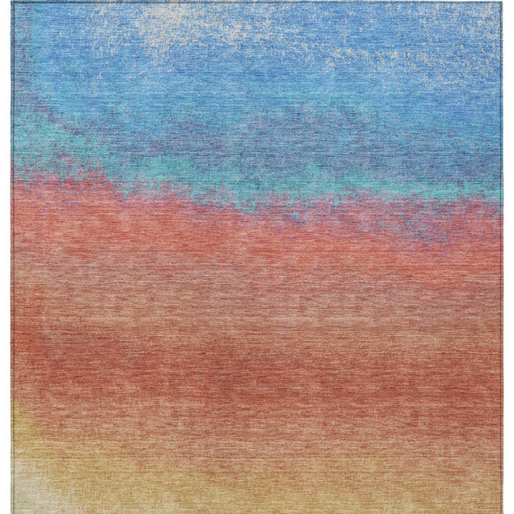629011 5 x 8 ft. Coral & Blue Ombre Washable Transitional Indoor & Outdoor Rectangle Area Rug