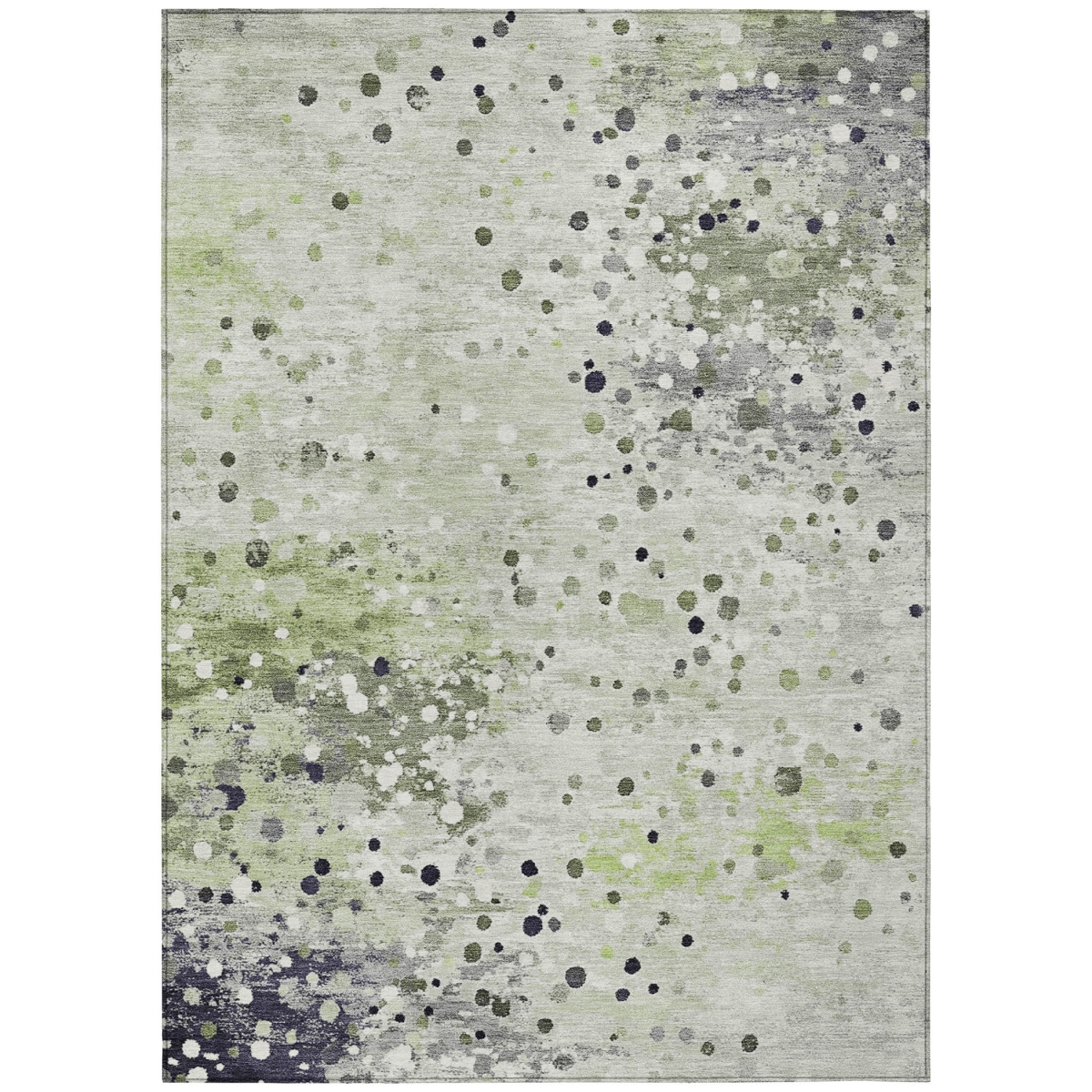 628836 3 x 5 ft. Artichoke Green & Purple Abstract Washable Transitional Indoor & Outdoor Rectangle Area Rug