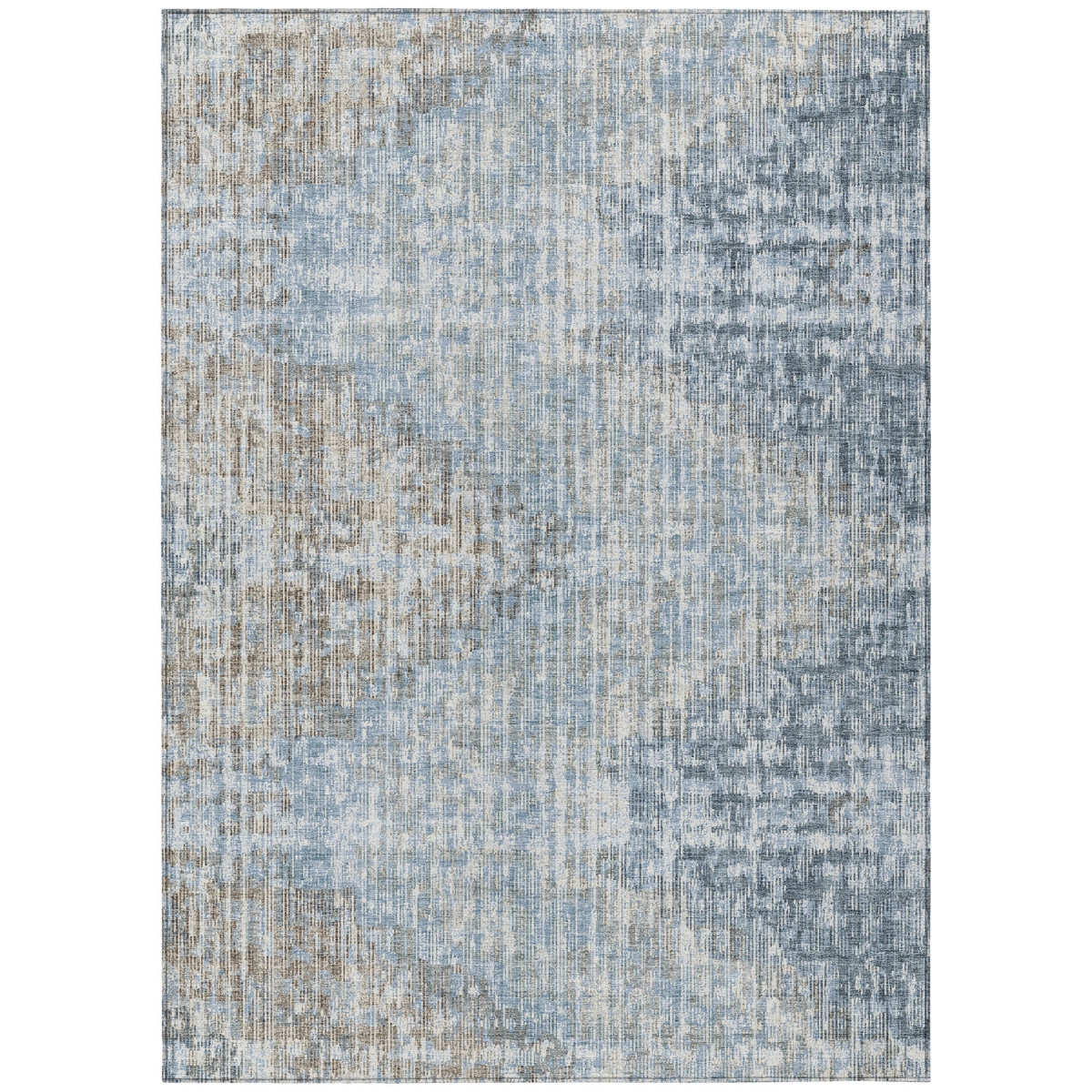 628504 9 x 12 ft. Denim Blue & Beige Geometric Washable Transitional Indoor & Outdoor Rectangle Area Rug