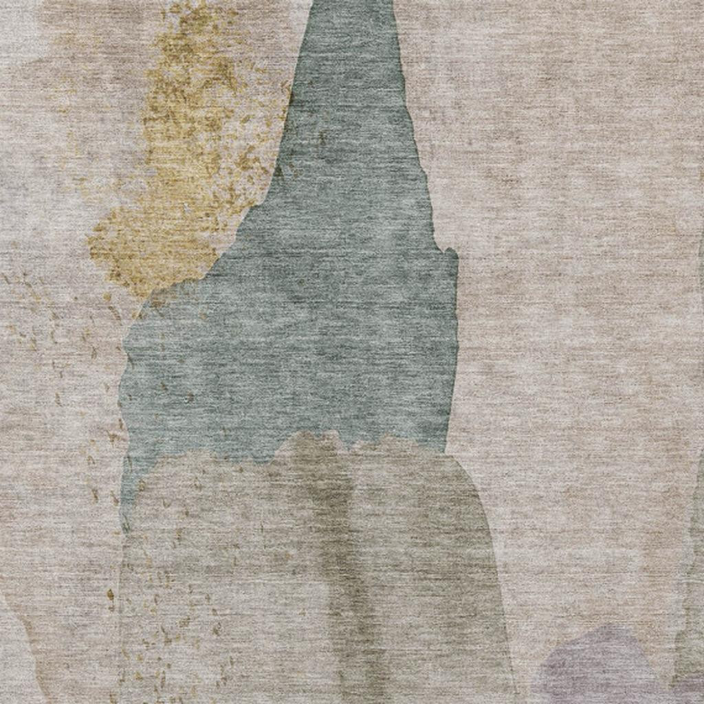 628236 3 x 5 ft. Beige & Taupe Abstract Washable Transitional Indoor & Outdoor Rectangle Area Rug