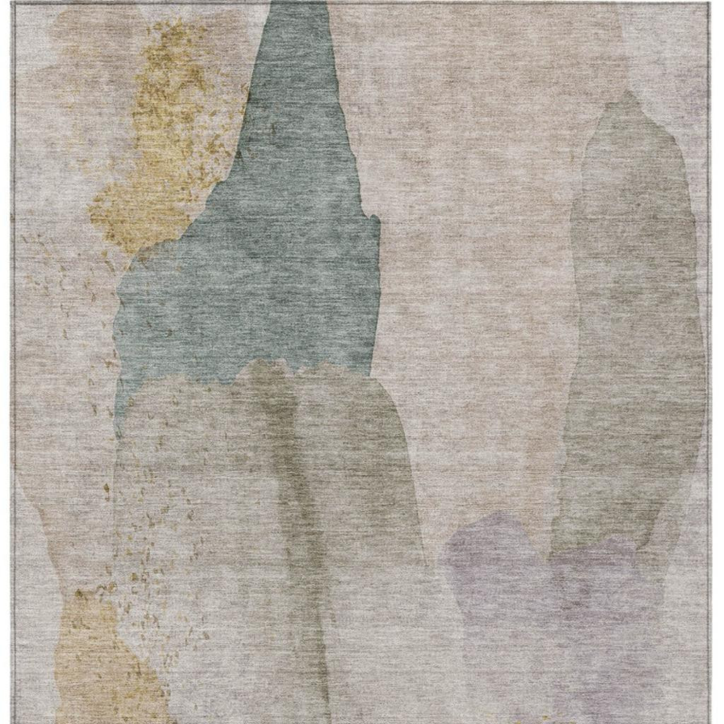 628239 8 x 10 ft. Beige & Taupe Abstract Washable Transitional Indoor & Outdoor Rectangle Area Rug