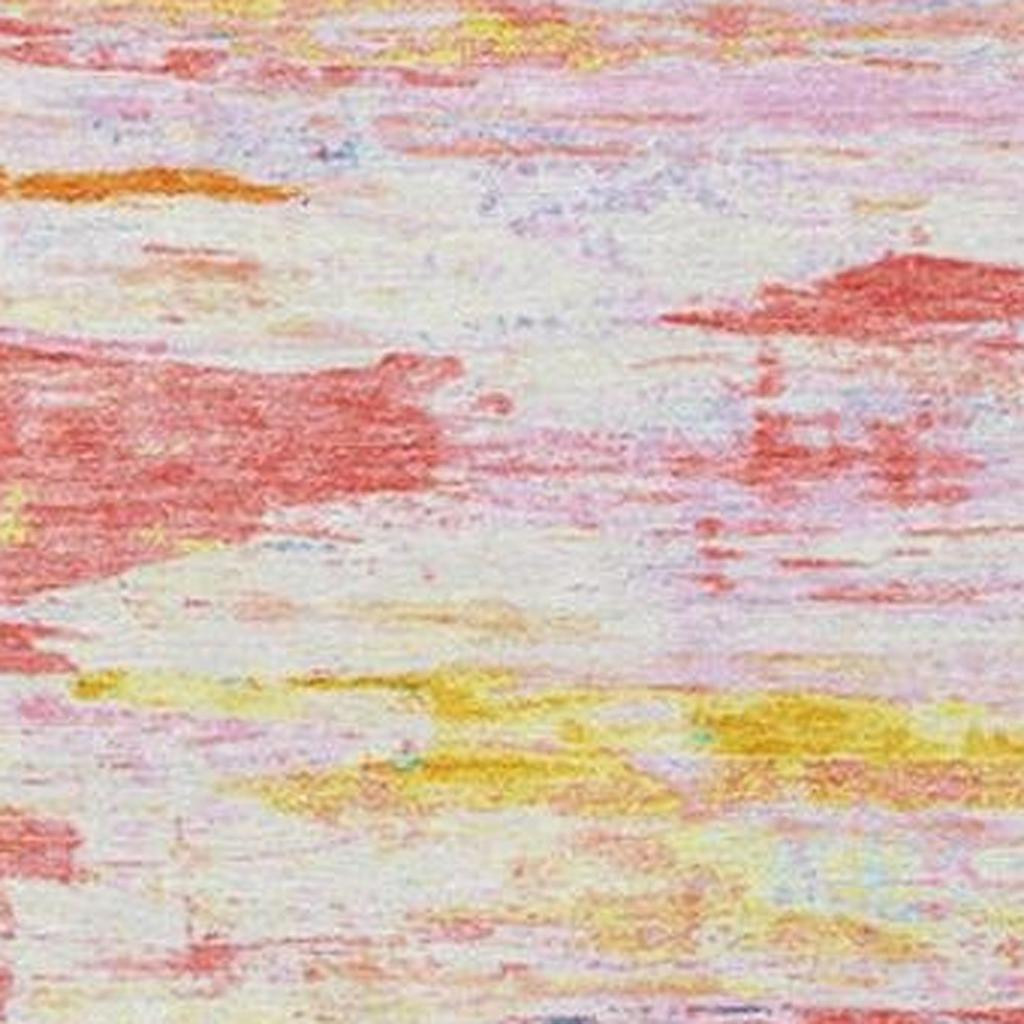 628201 5 x 8 ft. Coral & Yellow Abstract Washable Transitional Indoor & Outdoor Rectangle Area Rug