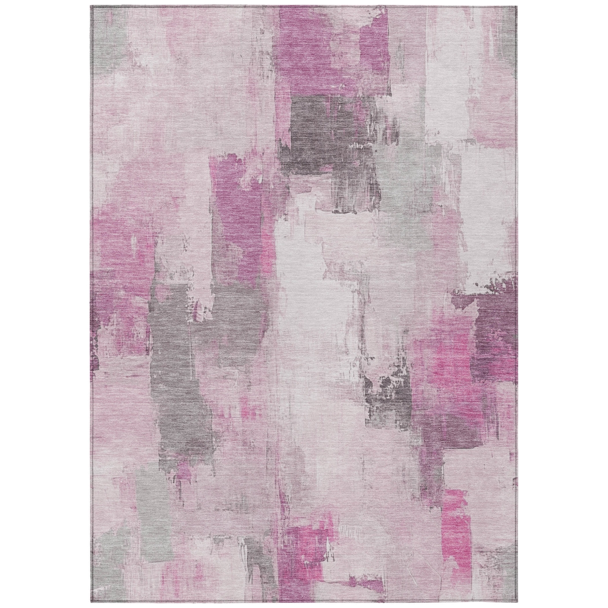 627654 5 x 8 ft. Pink & Silver Abstract Washable Transitional Indoor & Outdoor Rectangle Area Rug