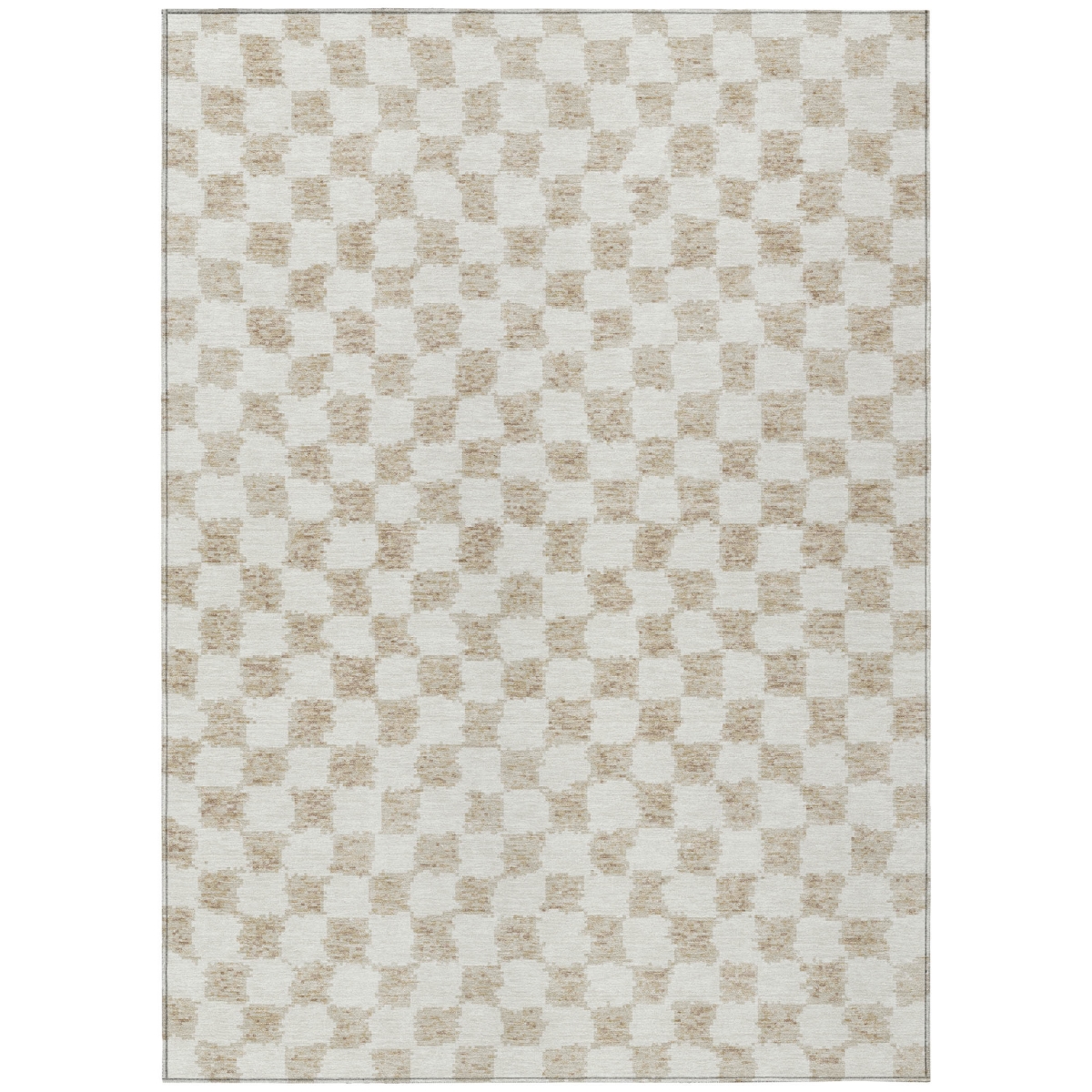 627182 3 x 5 ft. Beige & Ivory Geometric Washable Transitional Indoor & Outdoor Rectangle Area Rug