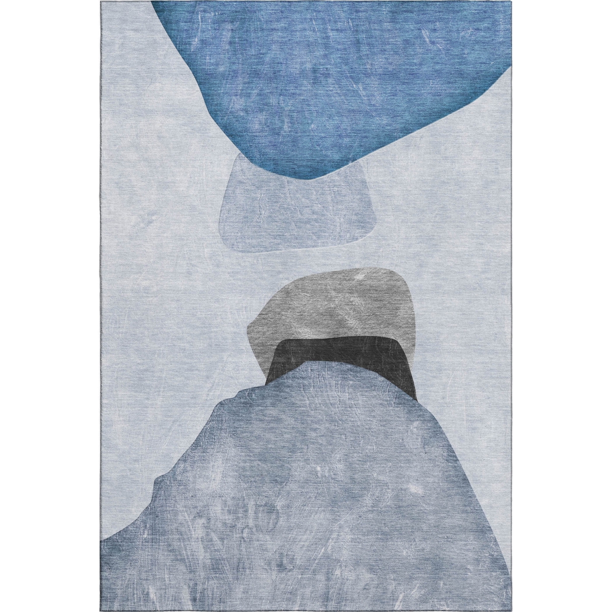 648465 9 x 12 ft. Blue & Gray Abstract Transitional Washable Machine Made Rectangle Area Rug with UV Protection