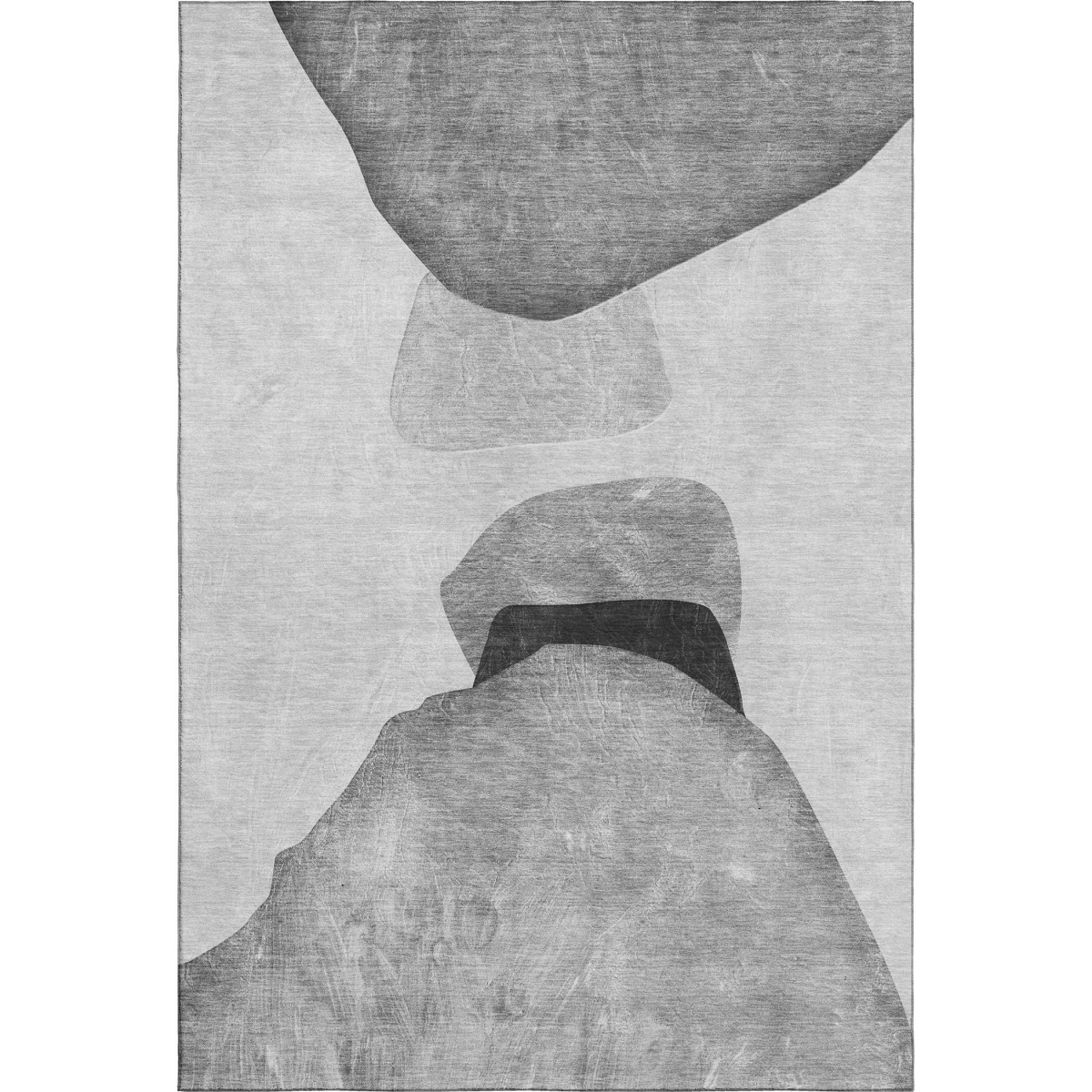 648477 9 x 12 ft. Gray & Silver Abstract Transitional Washable Machine Made Rectangle Area Rug with UV Protection