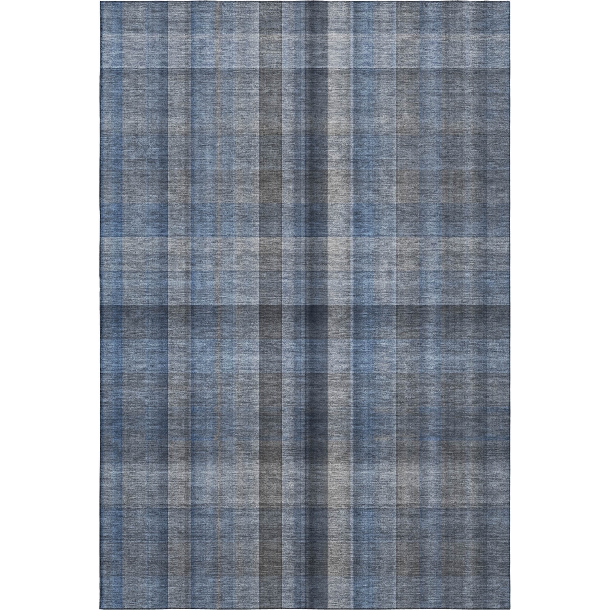 648492 5 x 8 ft. Blue & Gray Plaid Washable Machine Made Rectangle Area Rug with UV Protection