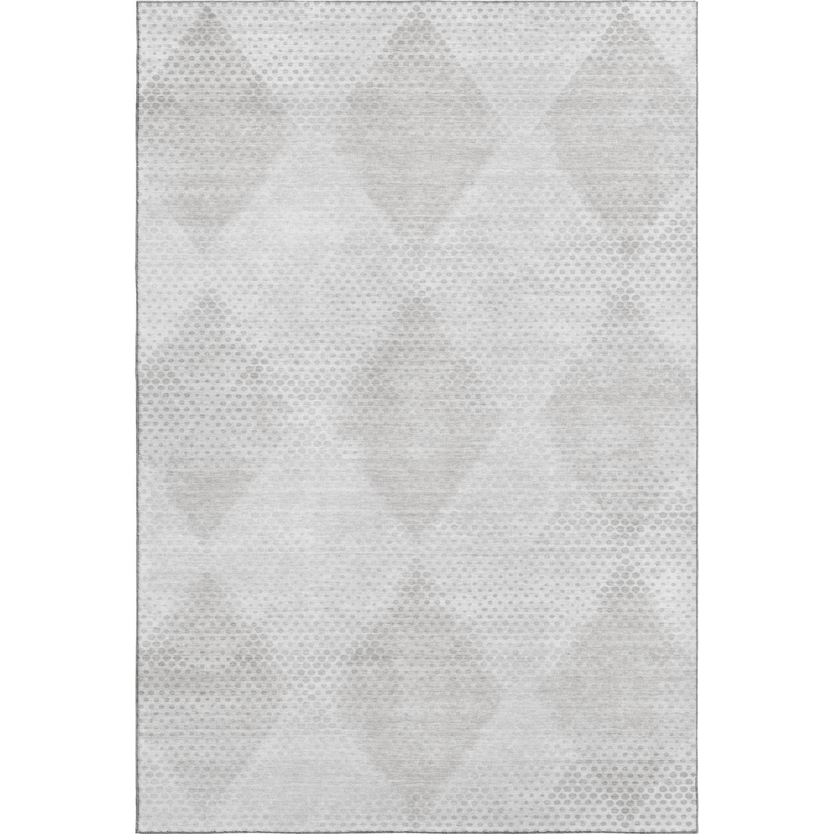 648194 8 x 10 ft. Ivory & Silver Geometric Washable Machine Made Rectangle Area Rug with UV Protection