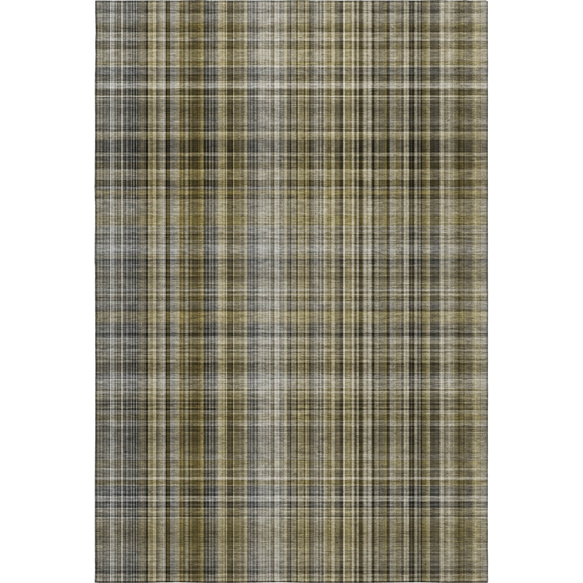 648300 5 x 8 ft. Taupe & Coffee Plaid Washable Machine Made Rectangle Area Rug with UV Protection