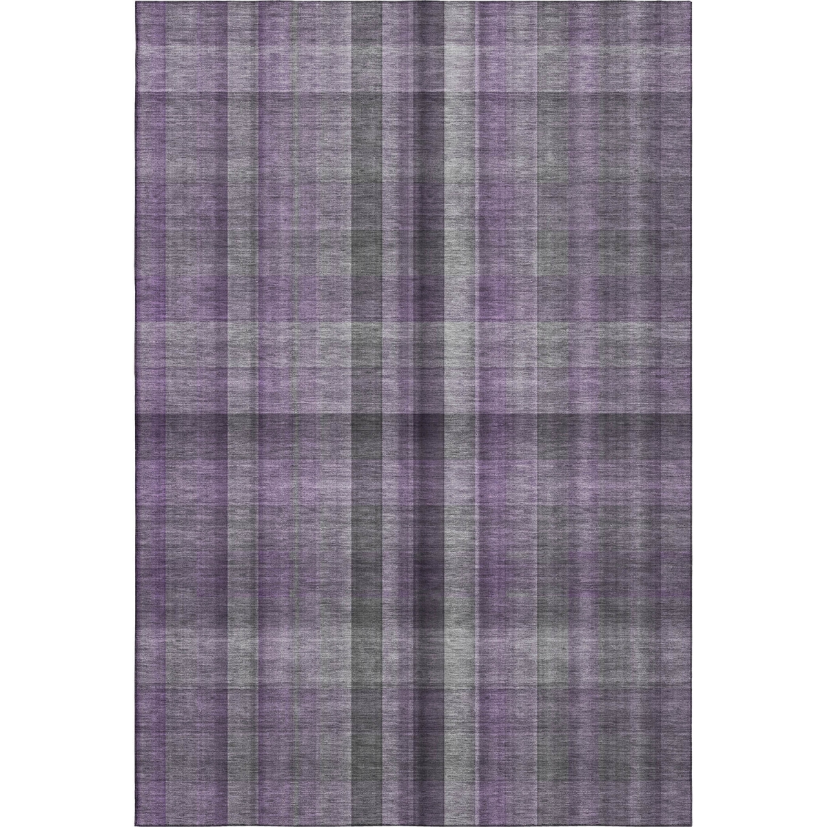 648512 8 x 10 ft. Purple & Gray Plaid Transitional Washable Machine Made Rectangle Area Rug with UV Protection