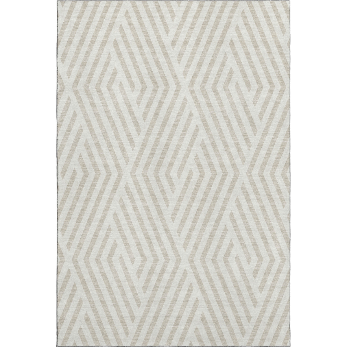 648546 5 x 8 ft. Ivory & Beige Geometric Transitional Washable Machine Made Rectangle Area Rug with UV Protection