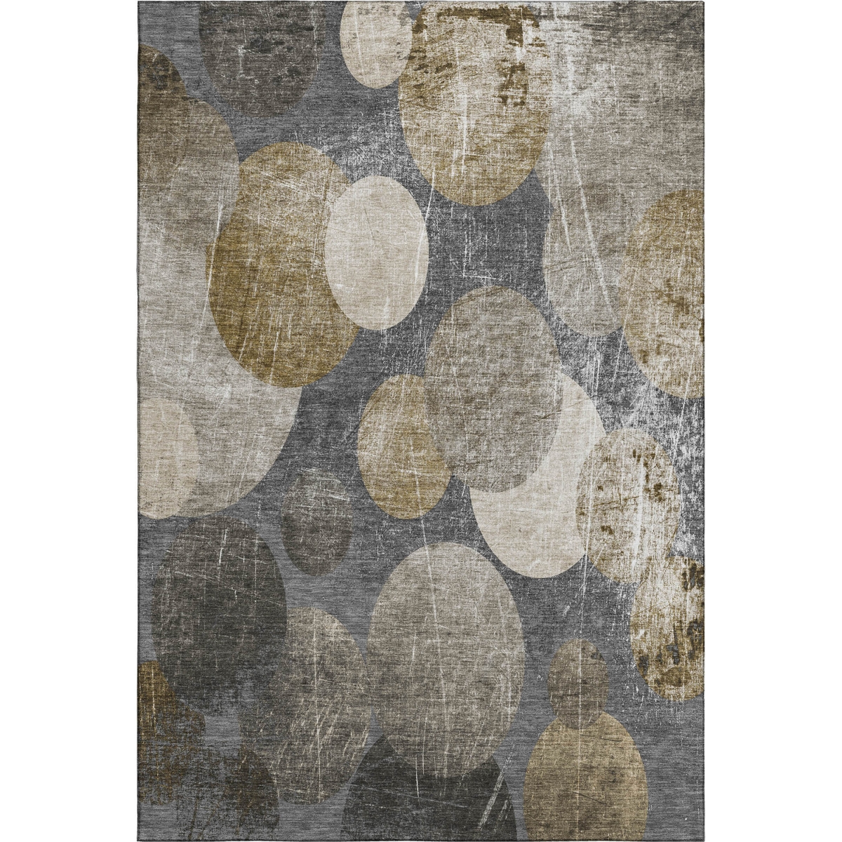648896 8 x 10 ft. Brown & Ivory Abstract Transitional Washable Machine Made Rectangle Area Rug with UV Protection