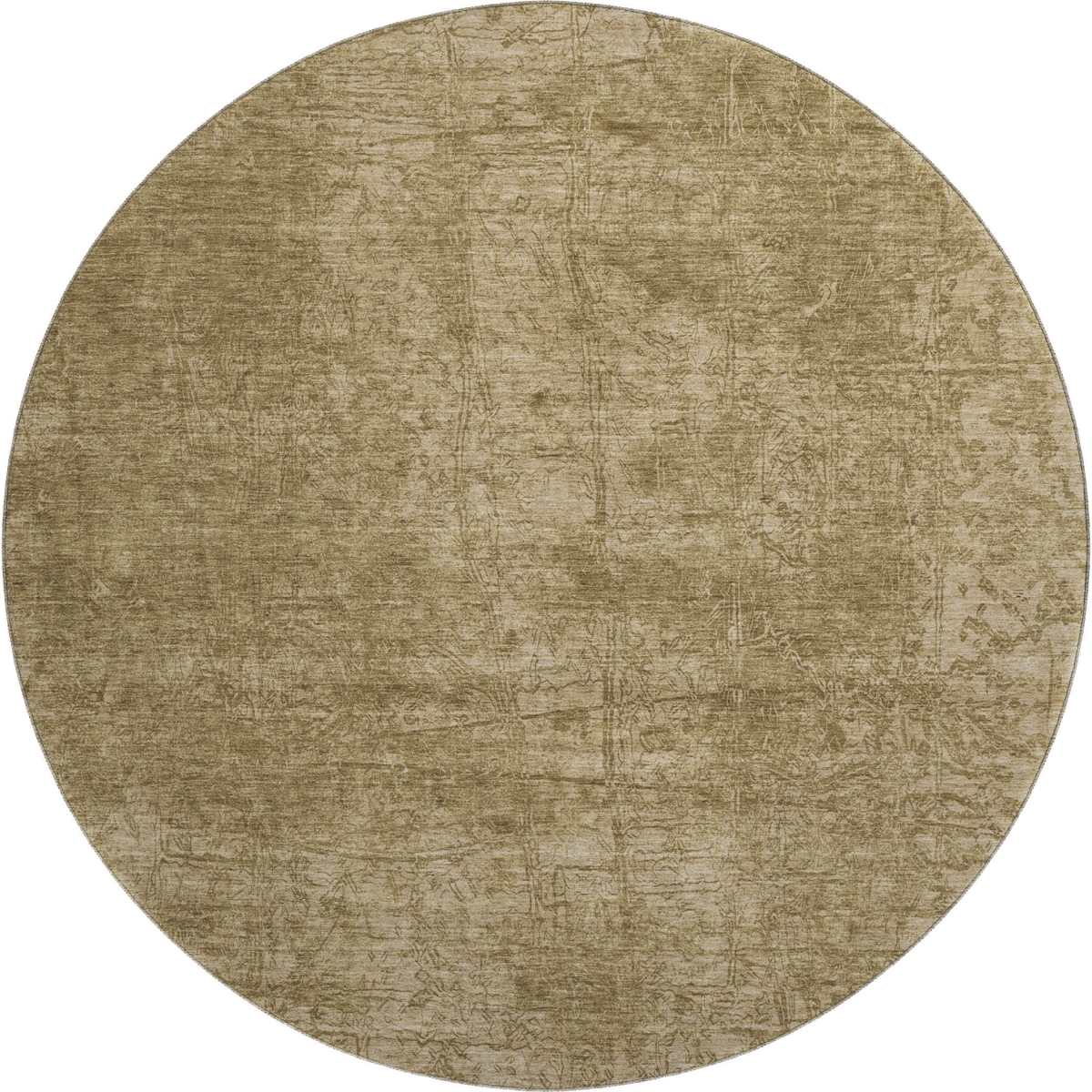 649009 8 ft. Beige & Ivory Abstract Transitional Washable Round Area Rug with UV Protection