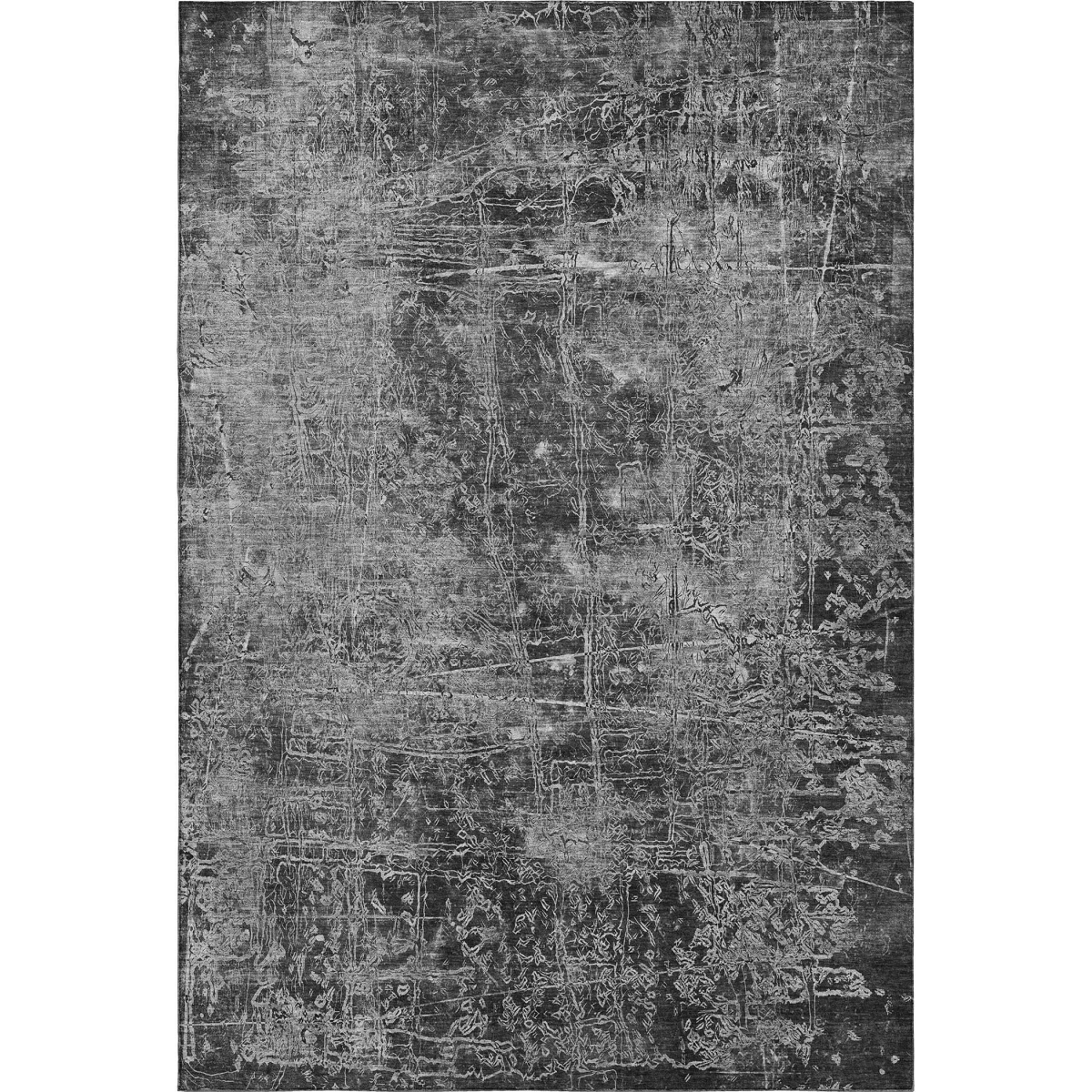 649028 8 x 10 ft. Gray & Ivory Abstract Transitional Washable Machine Made Rectangle Area Rug with UV Protection