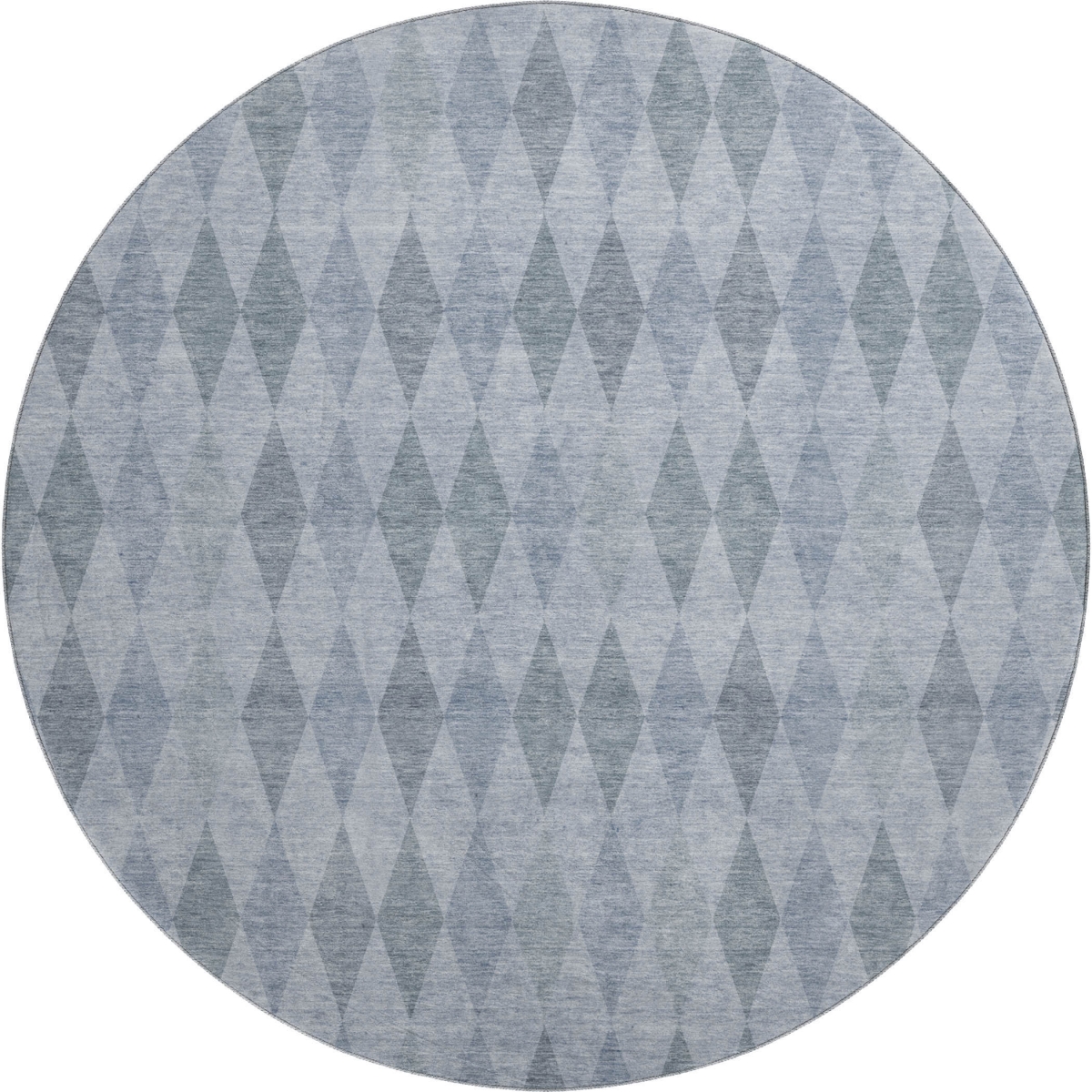 649357 8 ft. Denim Blue & Ivory Geometric Transitional Washable Round Area Rug with UV Protection
