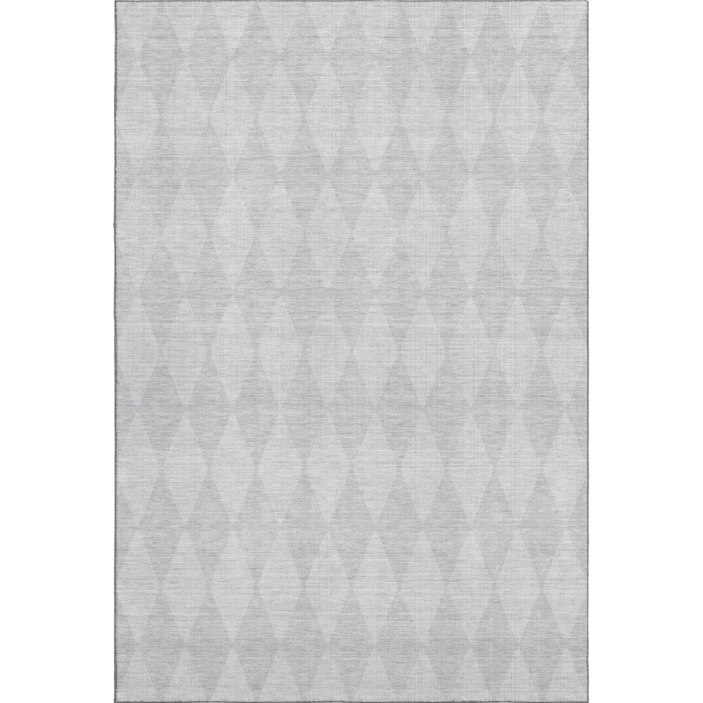 650102 8 x 10 ft. Pewter & Ivory Diamond Transitional Washable Machine Made Rectangle Area Rug with UV Protection
