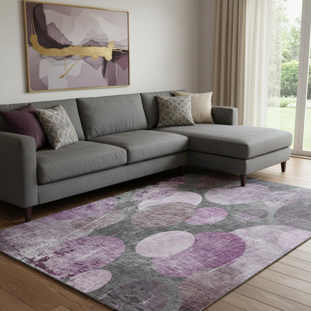 648904 10 x 14 ft. Cabernet & Ivory Abstract Washable Machine Made Rectangle Area Rug with UV Protection