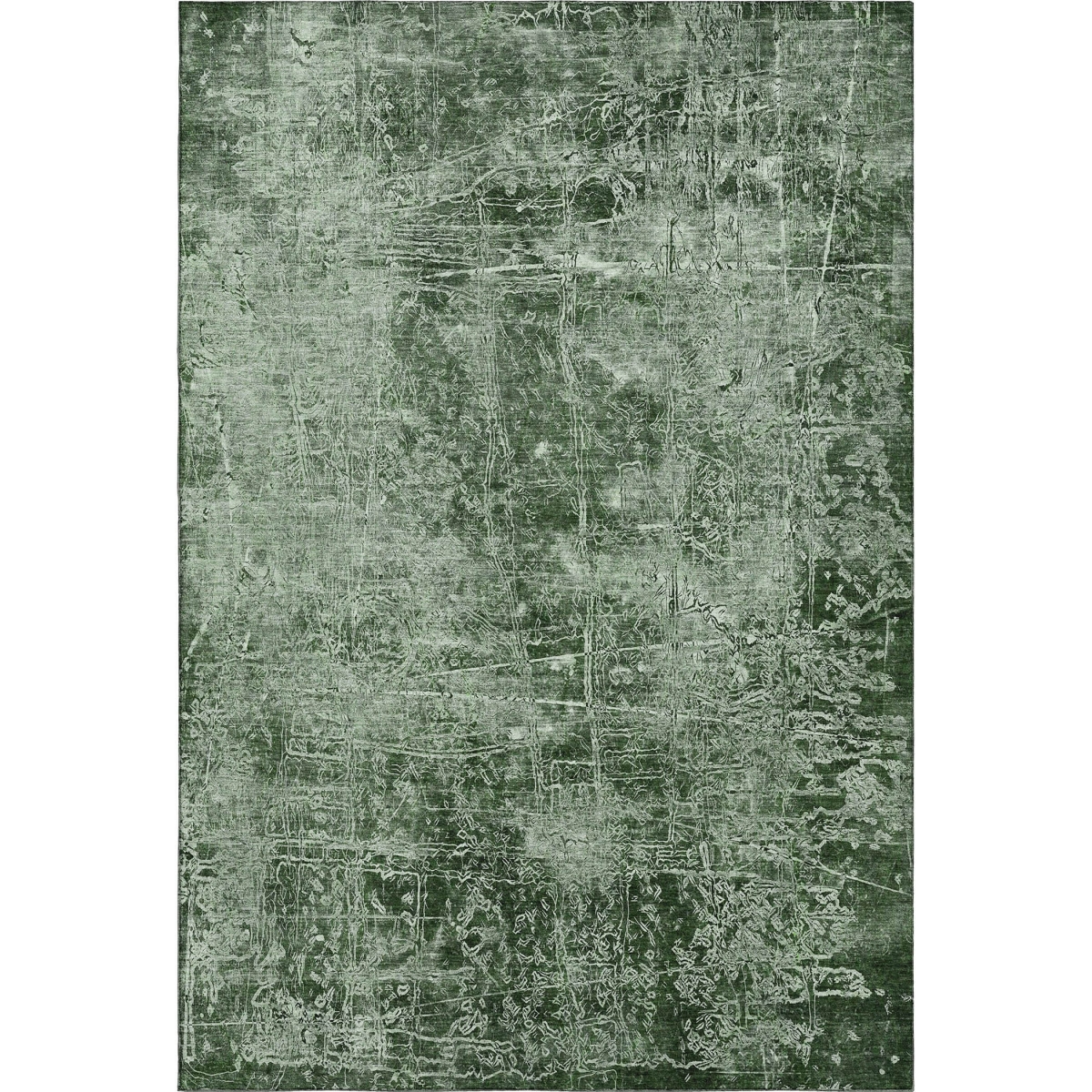 649022 8 x 10 ft. Emerald & Ivory Abstract Transitional Washable Machine Made Rectangle Area Rug with UV Protection
