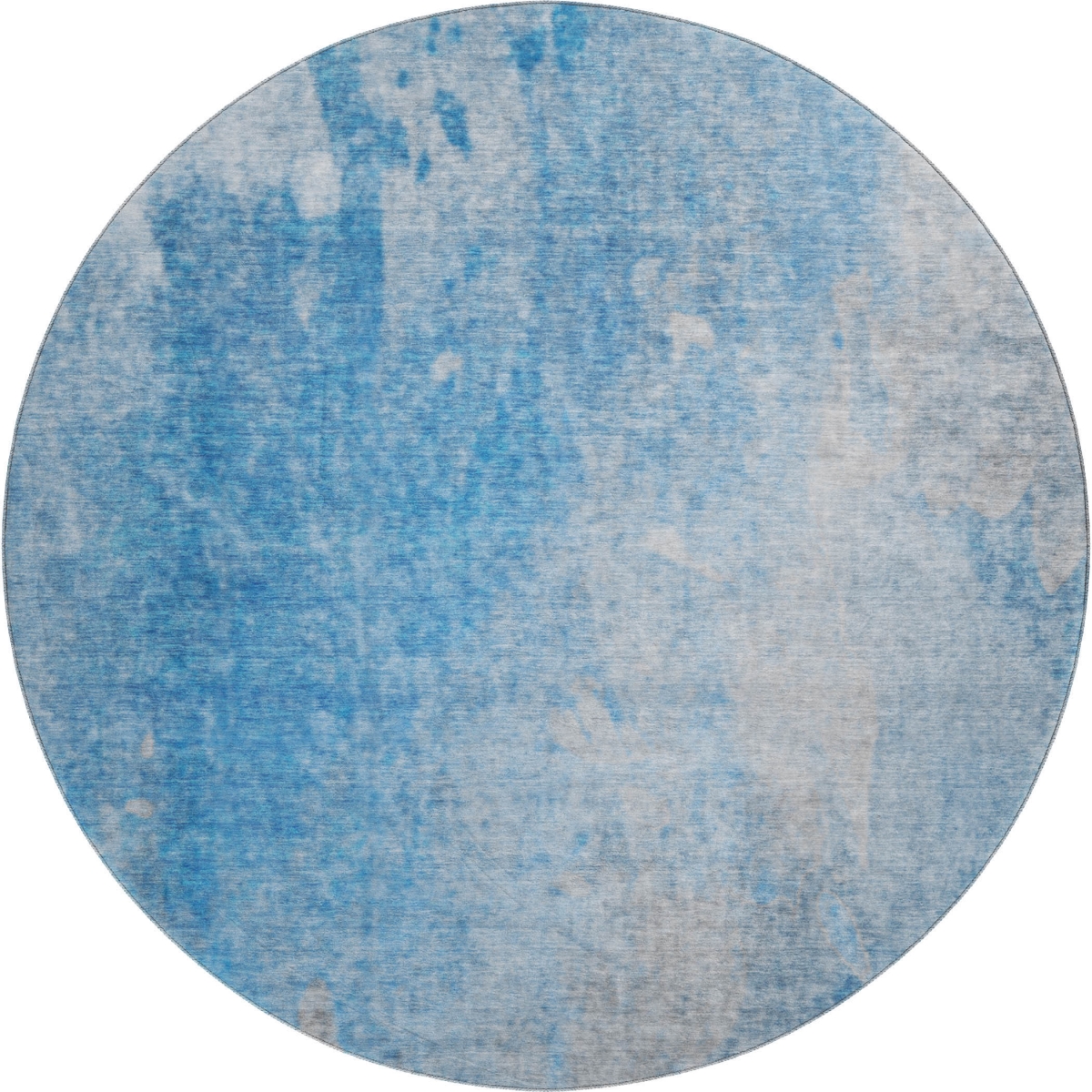 649387 8 ft. Blue & Gray Abstract Transitional Washable Round Area Rug with UV Protection