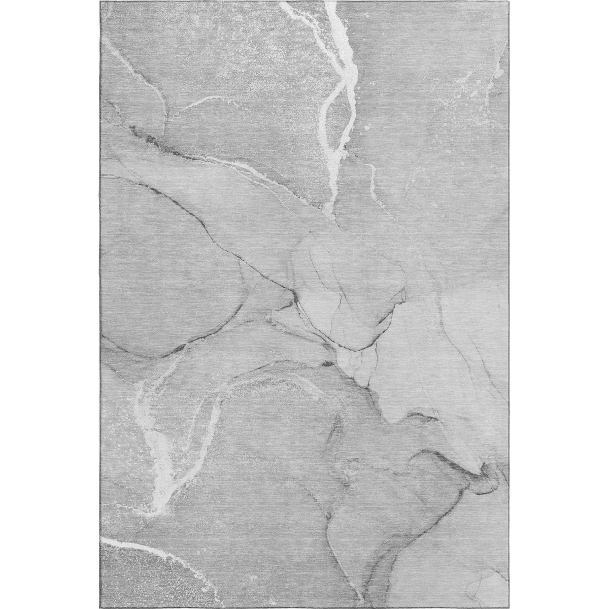 646961 3 x 5 ft. Gray & Ivory Abstract Transitional Washable Machine Made Rectangle Area Rug with UV Protection