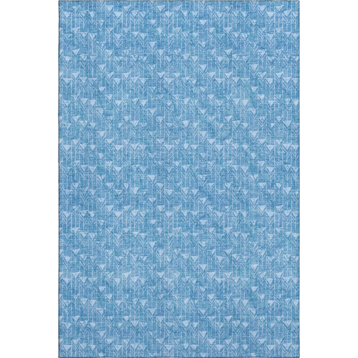 647064 5 x 8 ft. Blue & Ivory Geometric Transitional Washable Machine Made Rectangle Area Rug with UV Protection