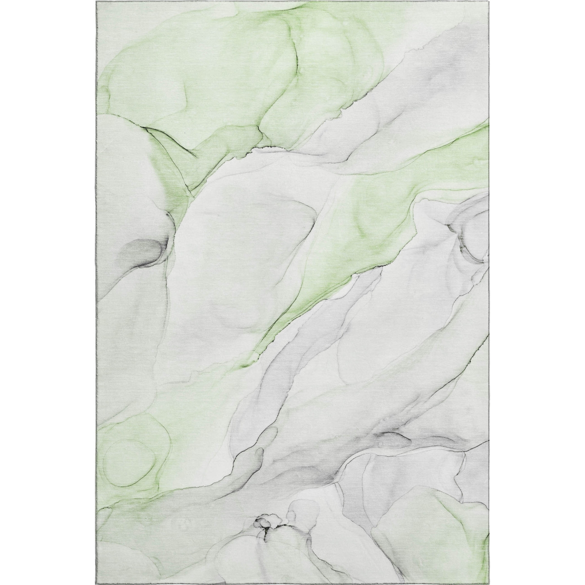 647141 3 x 5 ft. Green & Ivory Abstract Transitional Washable Machine Made Rectangle Area Rug with UV Protection