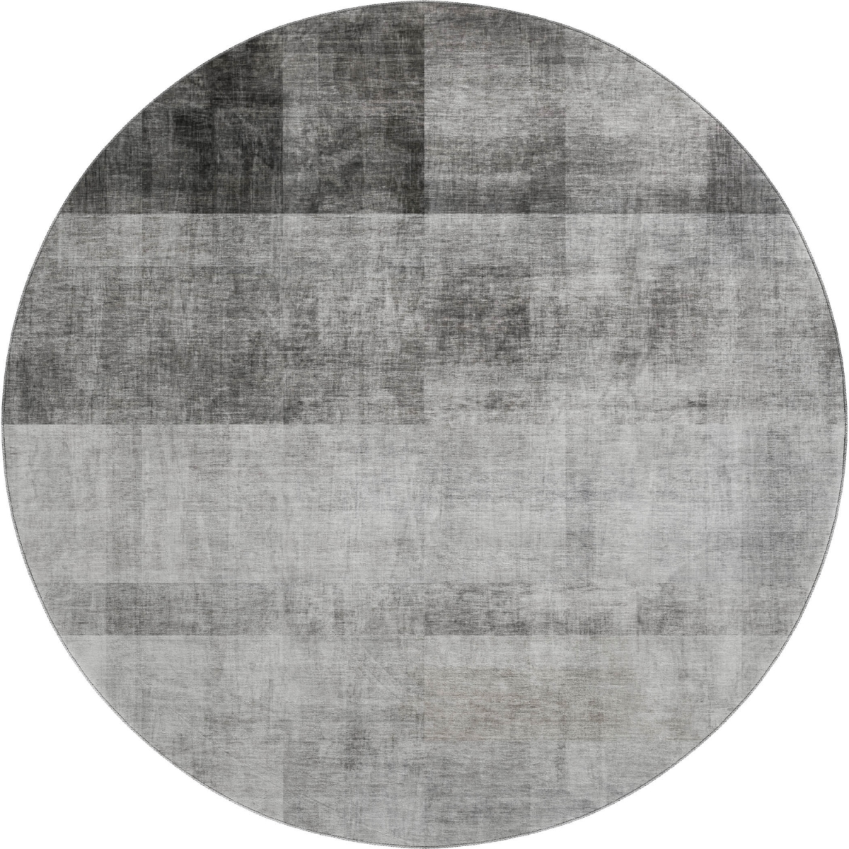 649627 8 ft. Gray & Ivory Abstract Transitional Washable Round Area Rug with UV Protection