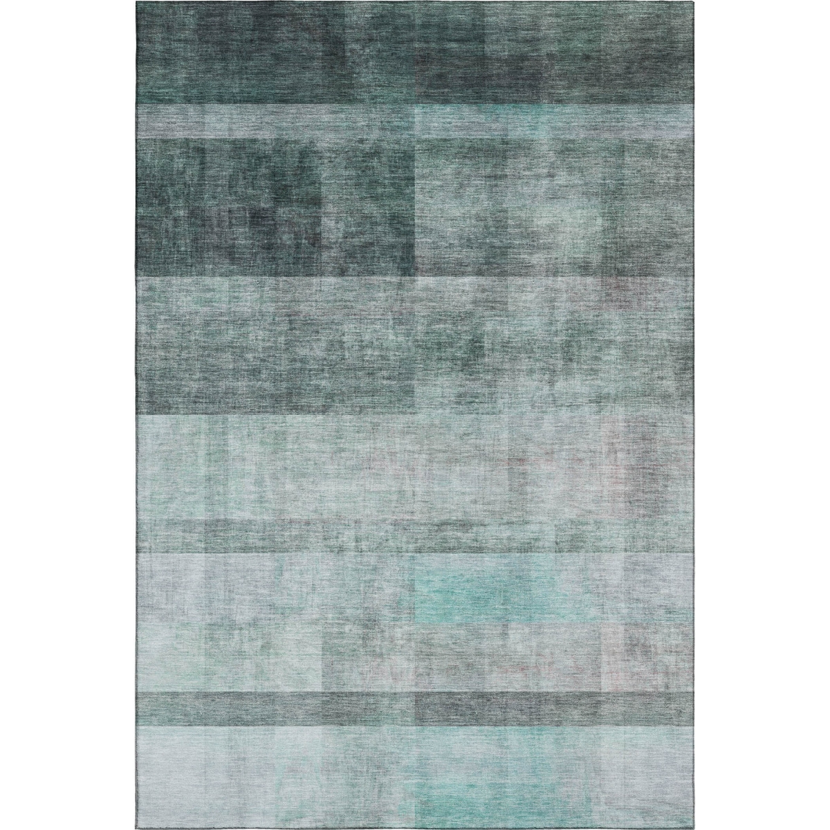 649658 8 x 10 ft. Teal & Ivory Abstract Transitional Washable Machine Made Rectangle Area Rug with UV Protection