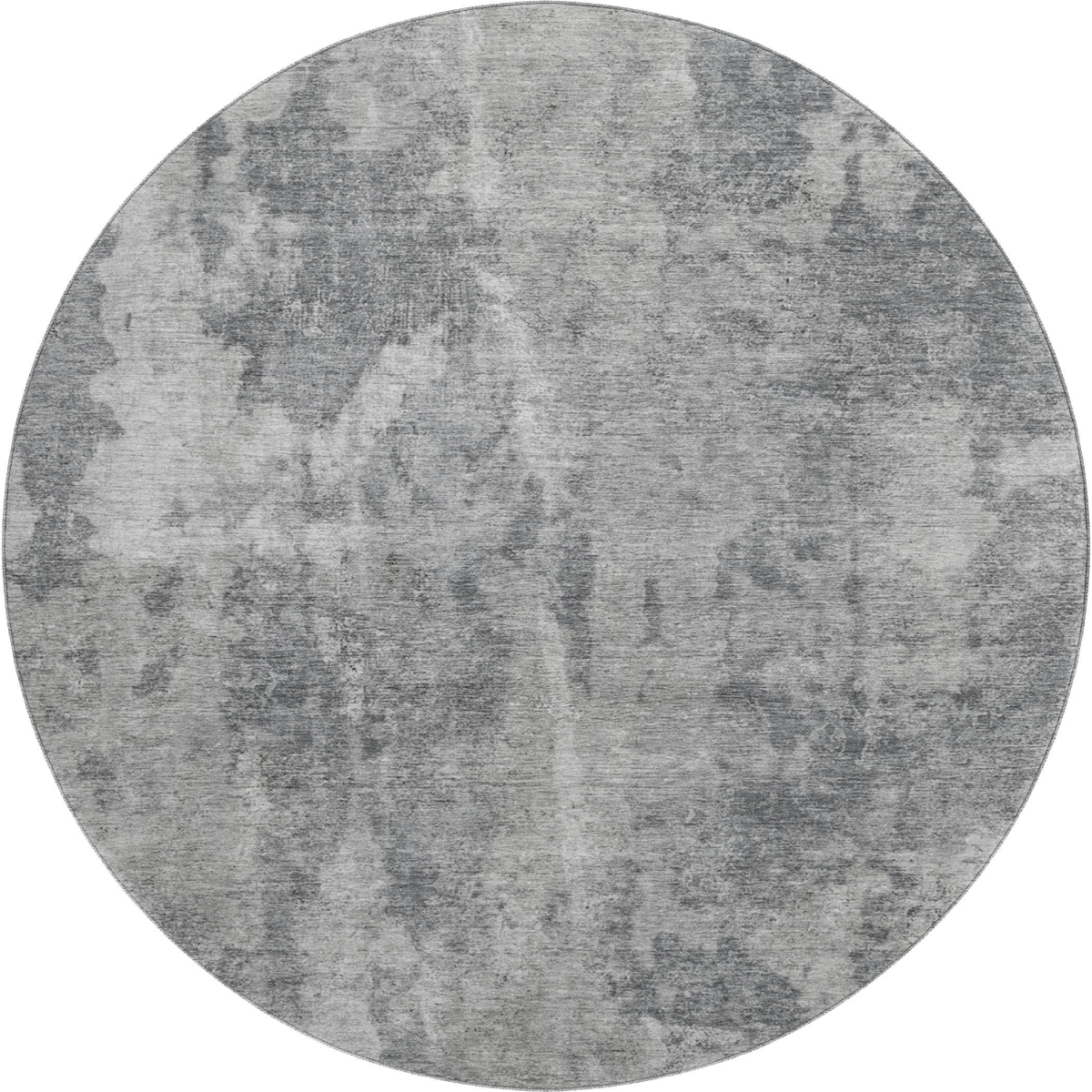 649831 8 ft. Gray & Ivory Abstract Transitional Washable Round Area Rug with UV Protection