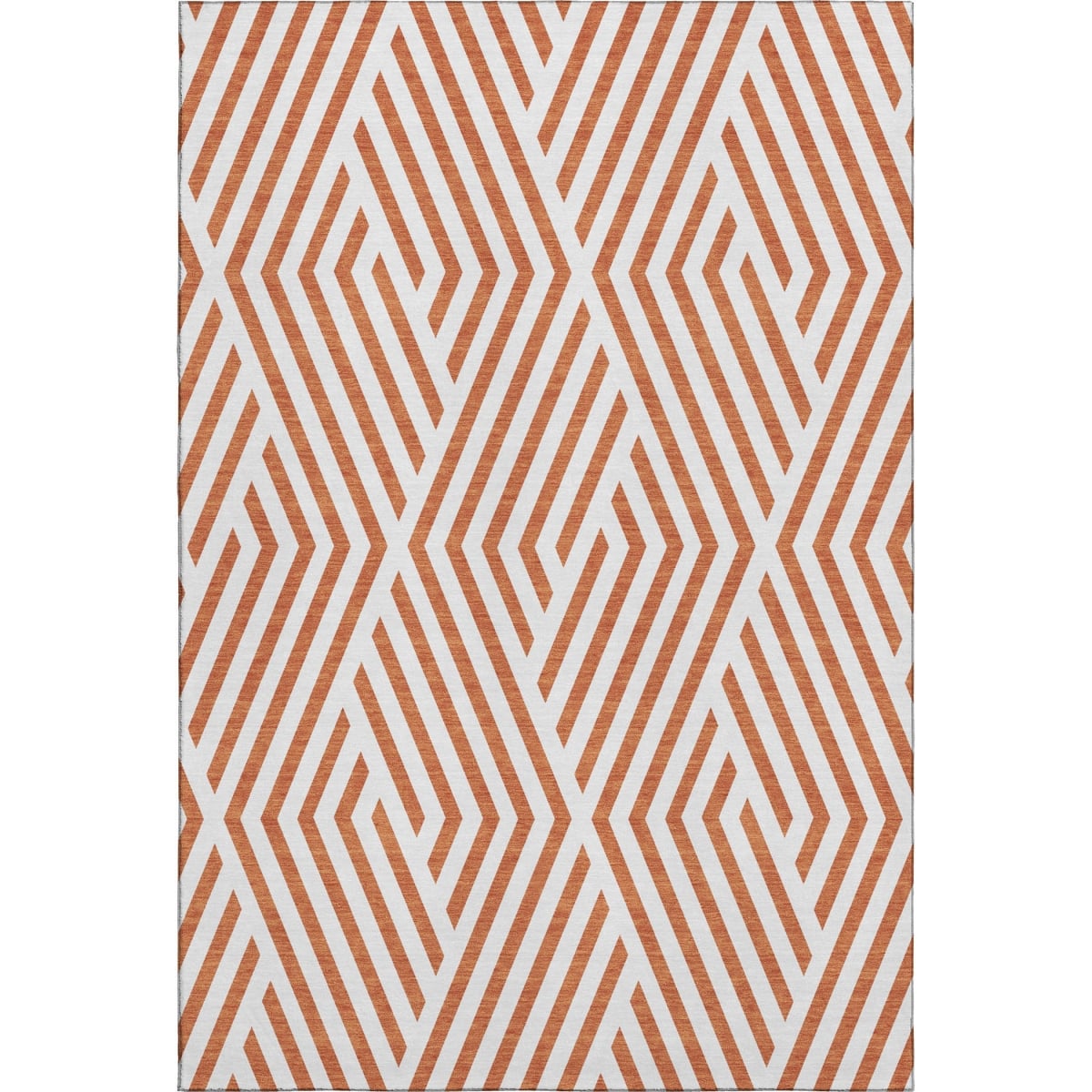 648579 9 x 12 ft. Rust & Ivory Geometric Transitional Washable Machine Made Rectangle Area Rug with UV Protection