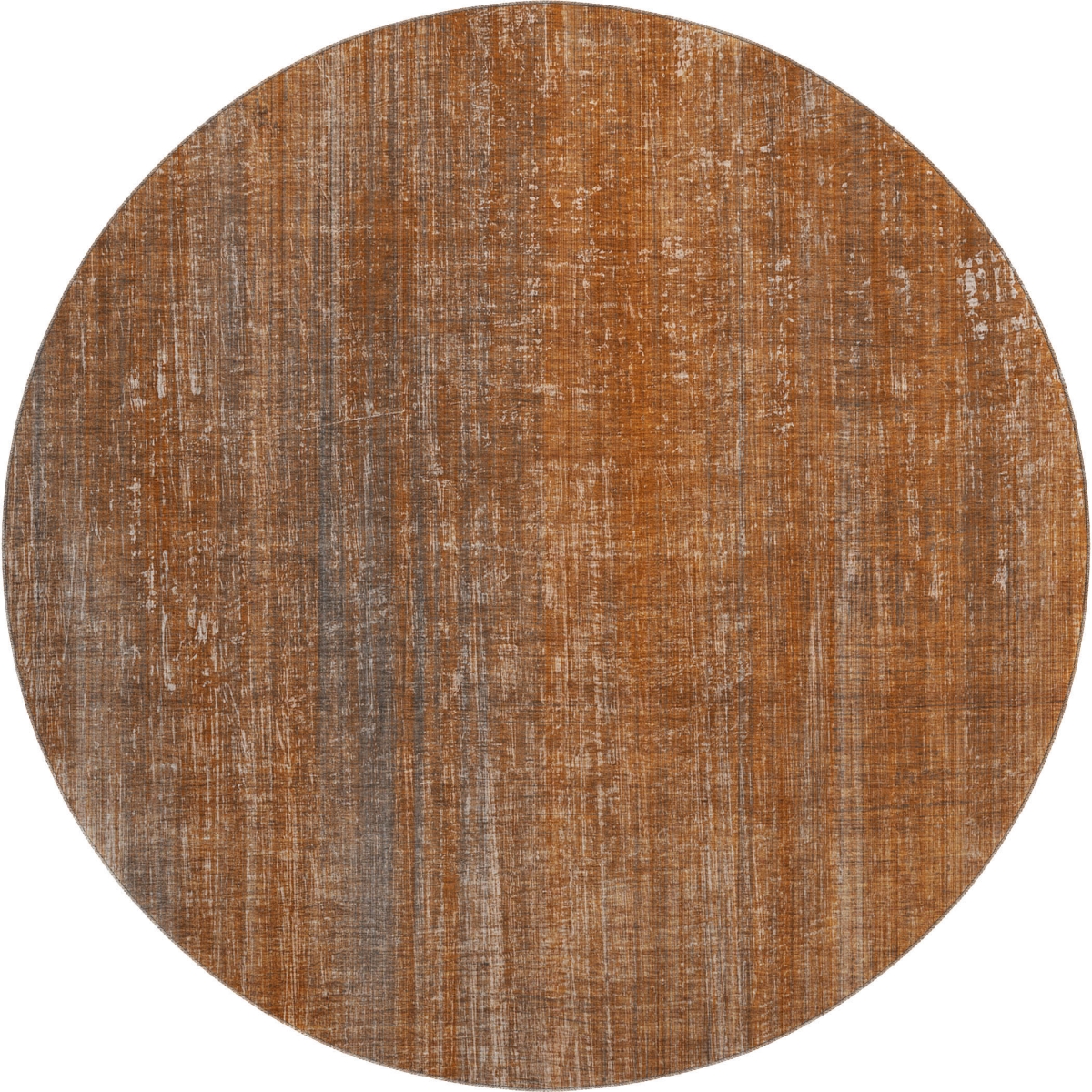 648751 8 ft. Rust & Gray Striped Transitional Washable Round Area Rug with UV Protection