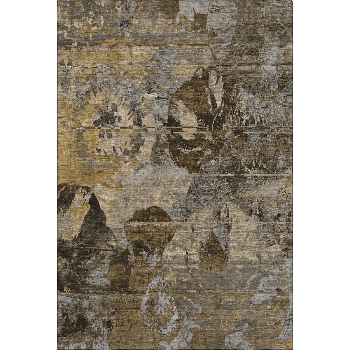 648860 8 x 10 ft. Coffee & Gray Abstract Transitional Washable Machine Made Rectangle Area Rug with UV Protection