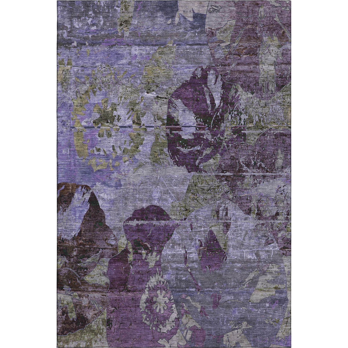 648866 8 x 10 ft. Purple & Gray Abstract Transitional Washable Machine Made Rectangle Area Rug with UV Protection
