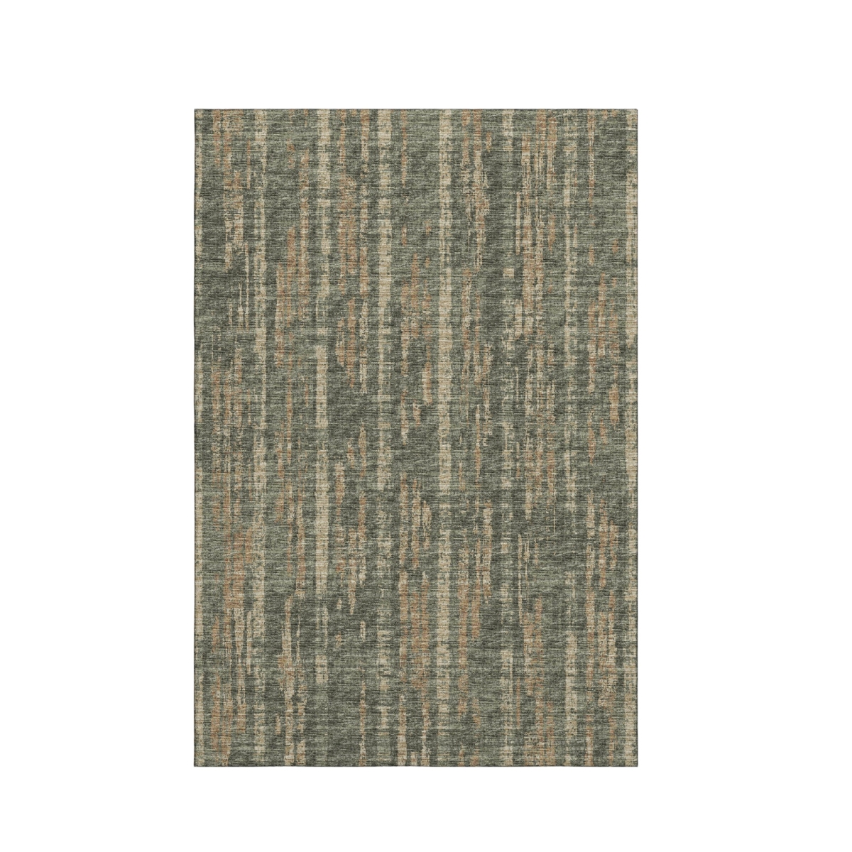 642596 3 x 5 ft. Green & Charcoal Abstract Washable Transitional Indoor & Outdoor Rectangle Area Rug