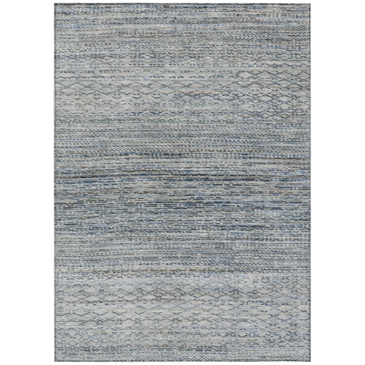 637192 9 x 12 ft. Linen & Silver Striped Washable Transitional Indoor & Outdoor Rectangle Area Rug