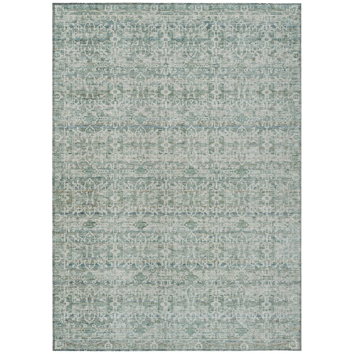 637279 5 x 8 ft. Teal, Blue & Ivory Striped Washable Transitional Indoor & Outdoor Rectangle Area Rug