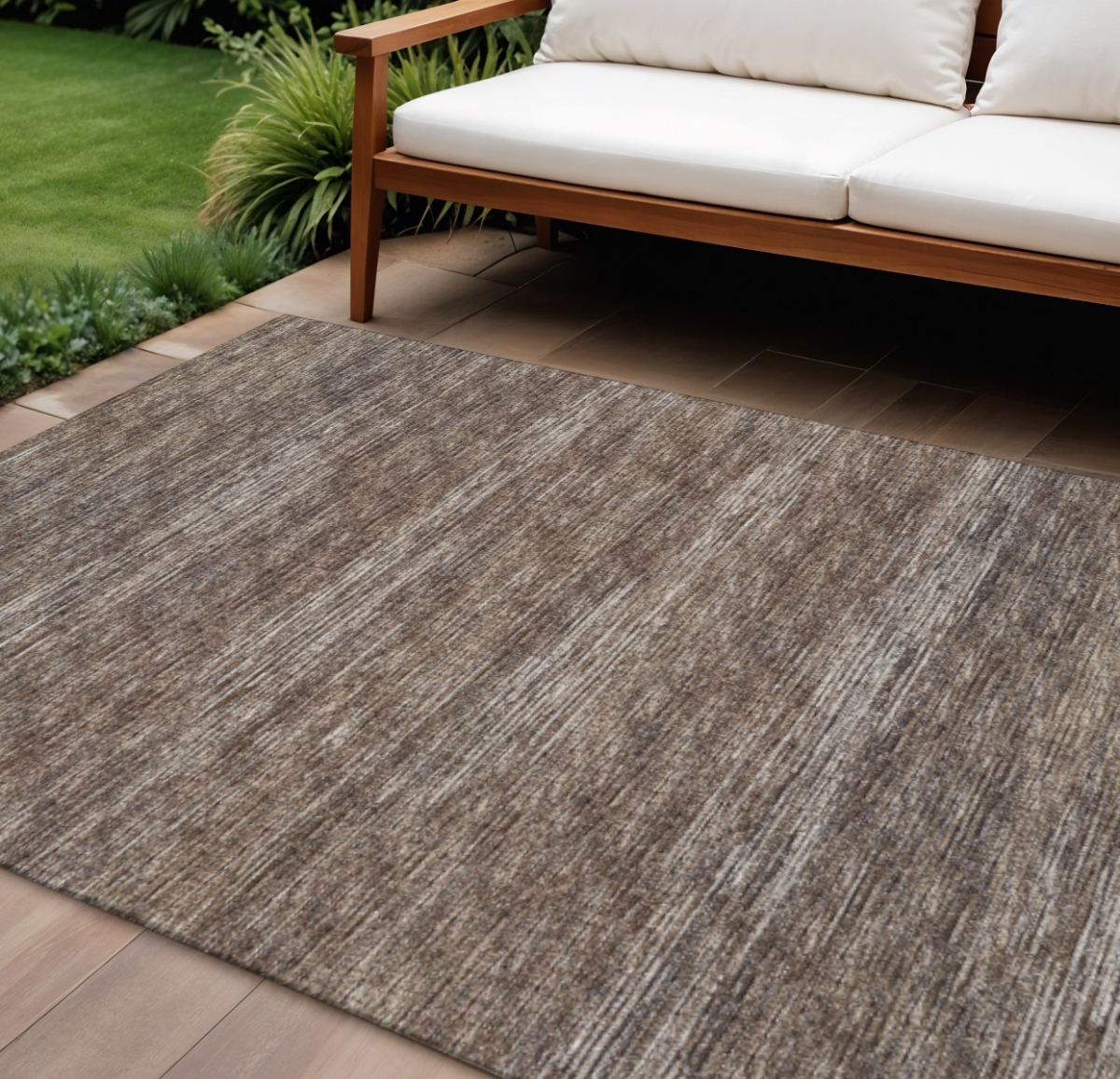 642414 9 x 12 ft. Brown & Gray Abstract Washable Transitional Indoor & Outdoor Rectangle Area Rug