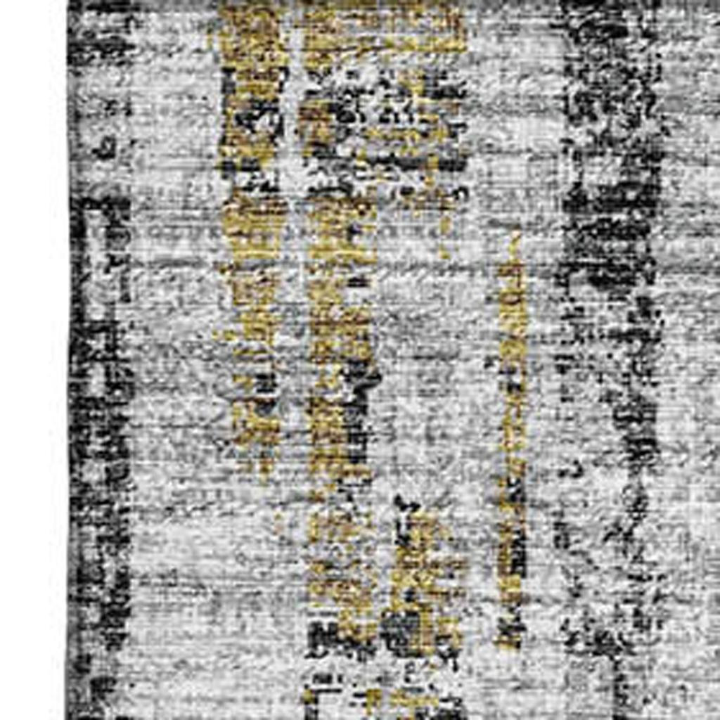 642591 5 x 8 ft. Silver Charcoal & Gold Abstract Washable Transitional Indoor & Outdoor Rectangle Area Rug