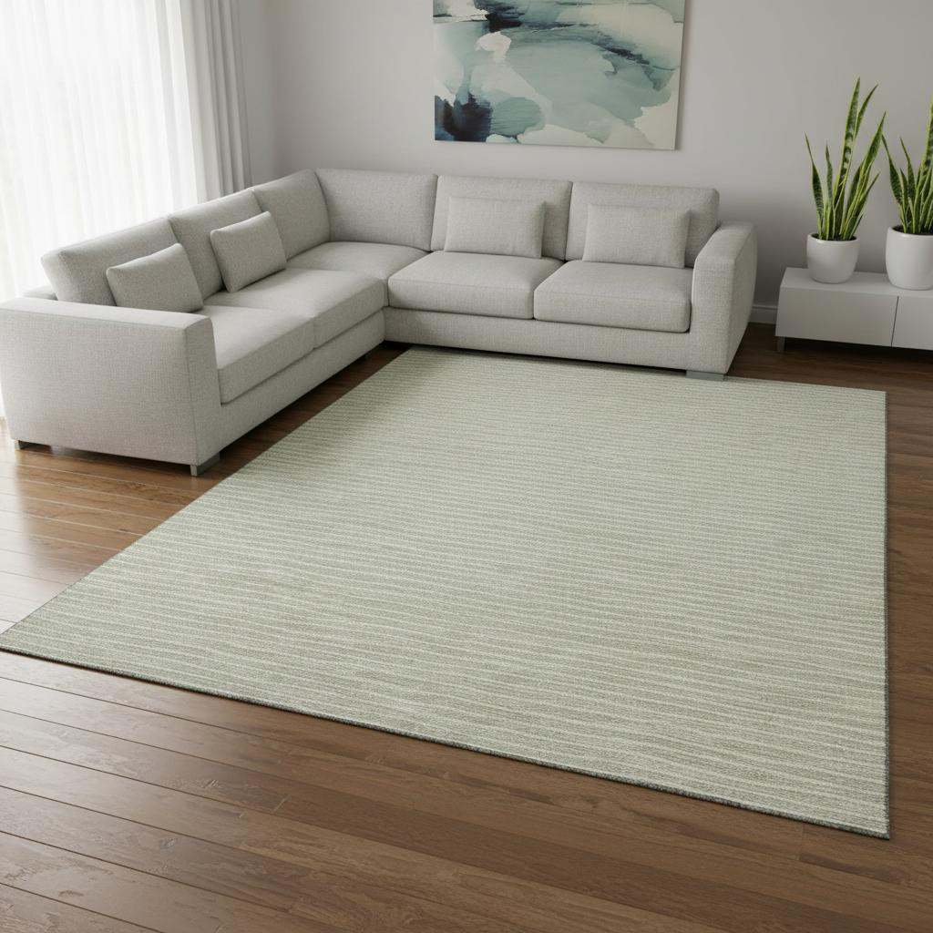 645211 10 x 14 ft. Light Gray & Ivory Striped Washable Machine Made Rectangle Area Rug with UV Protection