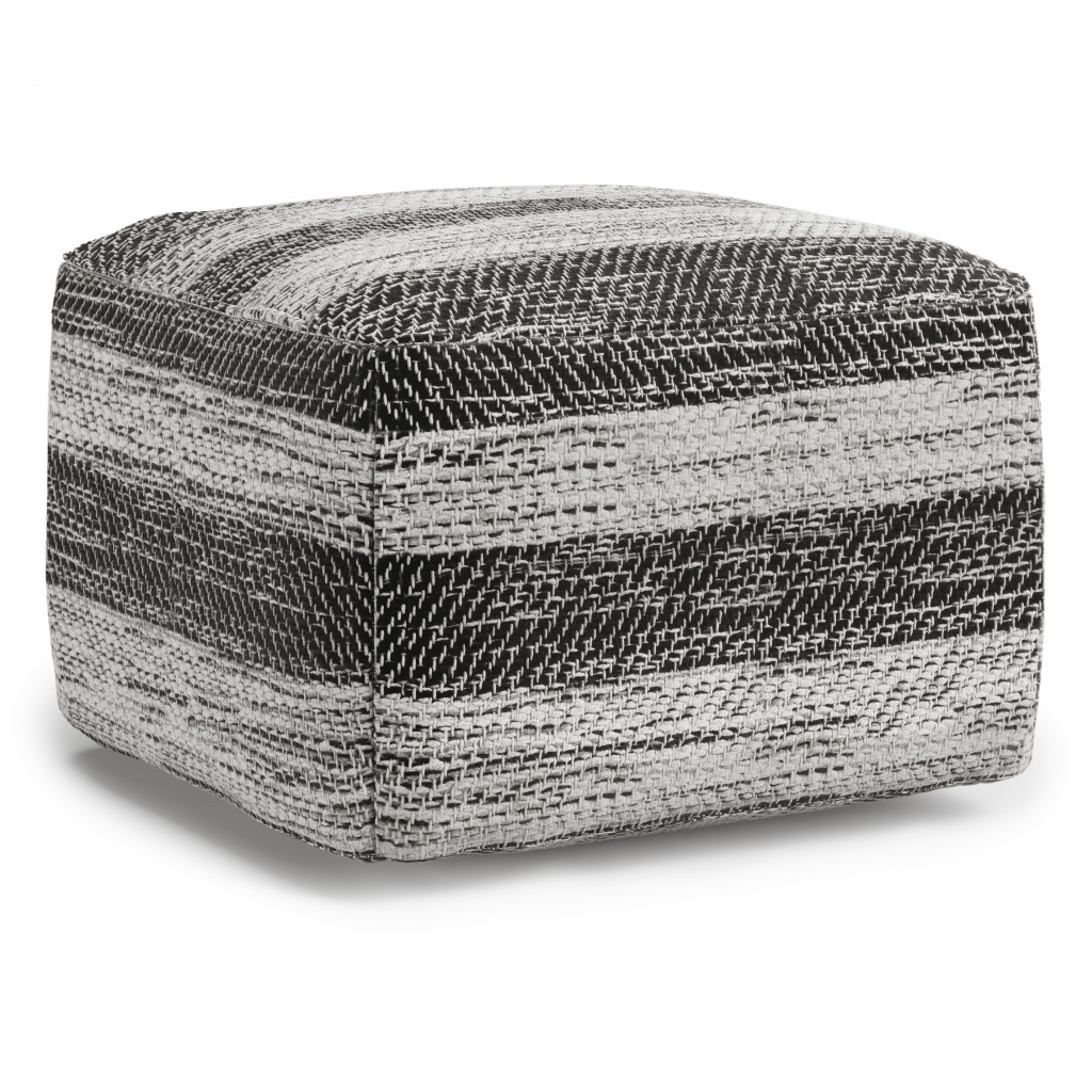 638559 14 x 18 x 18 in. Gray Cotton Pouf Ottoman