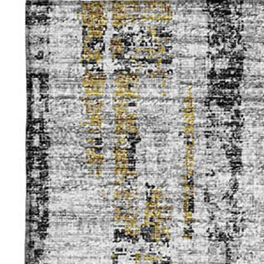642595 10 x 14 ft. Silver Charcoal & Gold Abstract Washable Transitional Indoor & Outdoor Rectangle Area Rug