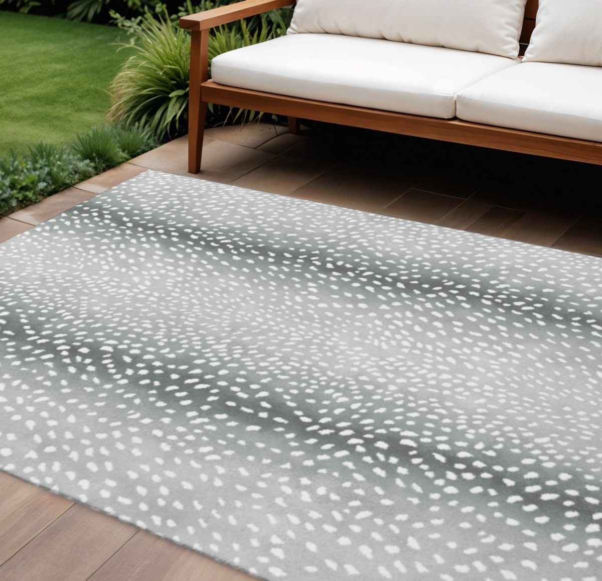 642780 9 x 12 ft. Gray & White Animal Print Washable Lodge Indoor & Outdoor Rectangle Area Rug