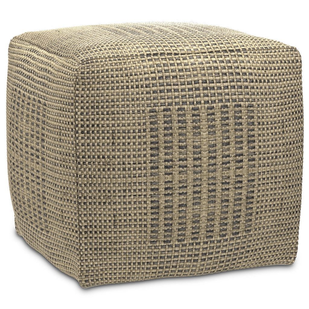 638528 18 x 18 x 18 in. Off White Jute Pouf Ottoman