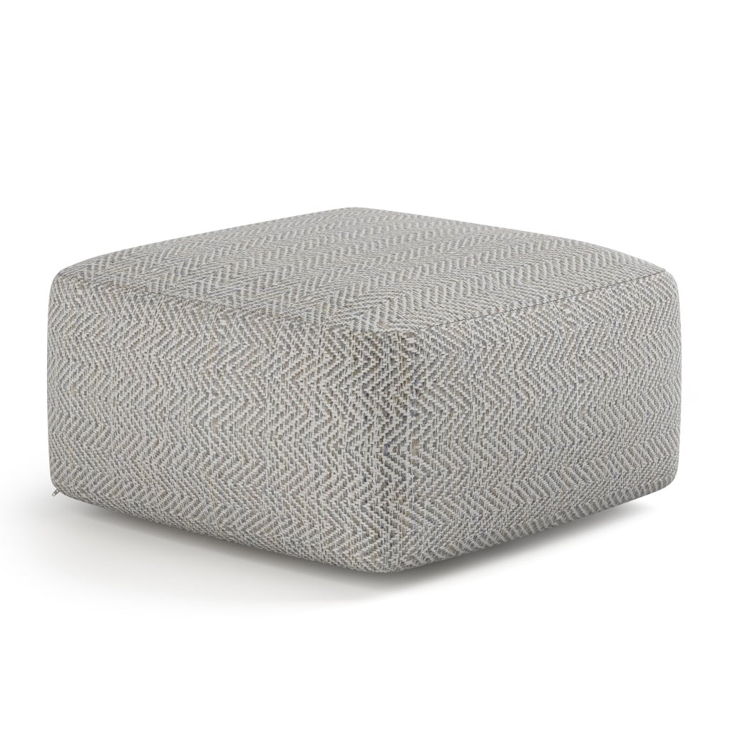 638550 10 x 20 x 20 in. Gray Cotton Pouf Ottoman