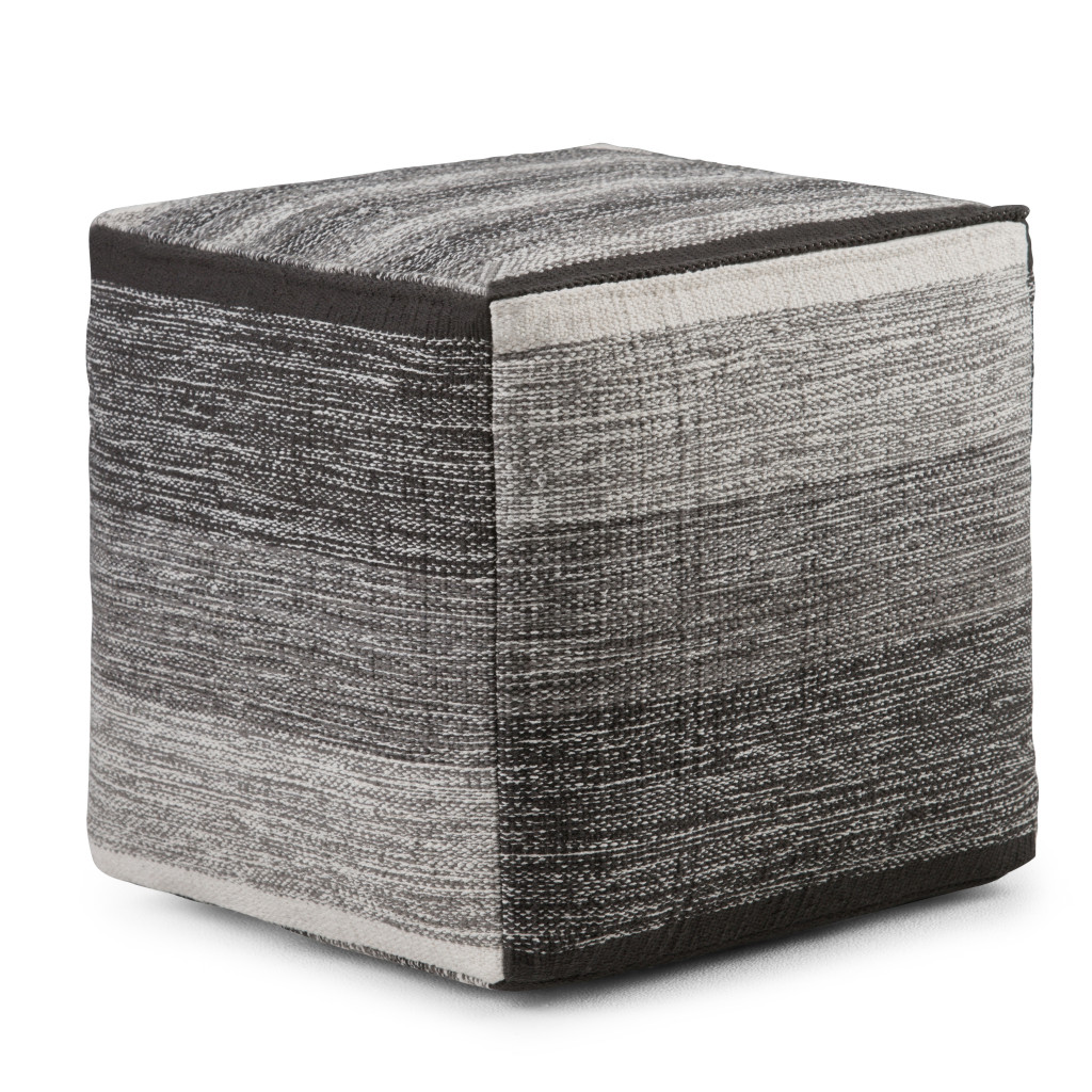 638556 16 x 16 x 16 in. Gray Cotton Cube Pouf Ottoman